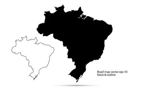 Brazil map vector, isolated black background flat Stock Illustration