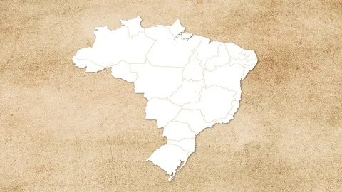 Brazil map white paper Stock Footage 93091485