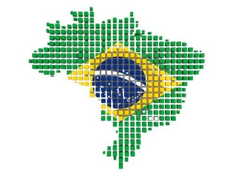Brazil nation map composed of squares for global presentations. 스톡 일러스트