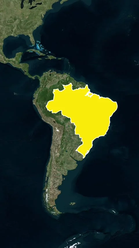 Brazil National Border Vertical Map Topography Animation 4K 库存影片 329917843