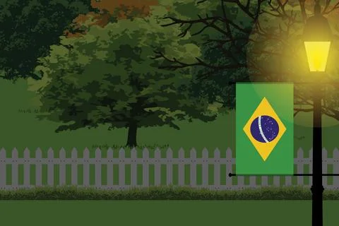 Brazil Night Trees Lamp Vector Illustration Stock Illustration