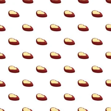 Brazil nut seamless pattern on white background Stock Illustration