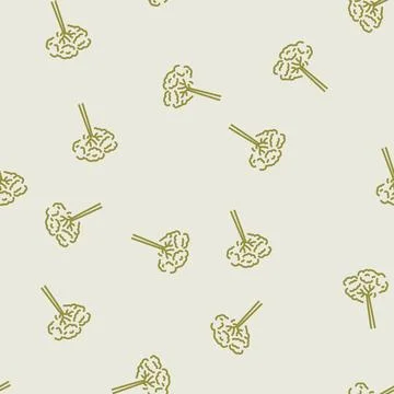 Brazil nut tree line seamless pattern Stock Illustration