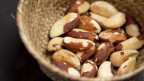 Brazil nuts are a natural source of the nutrient selenium. Organic food 스톡 동영상 273300011