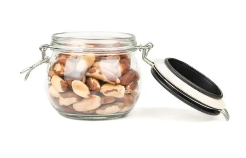 Brazil nuts in jar Stock Photos