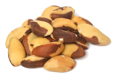 Brazil nuts macro isolated on white background Stock Photos