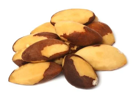 Brazil nuts macro isolated on white background Stock Photos