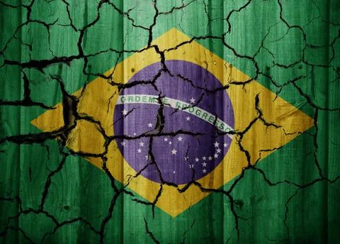 Brazil old dramatic cracked flag texture 스톡 일러스트