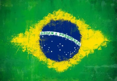 Brazil painted flag Stock Illustration