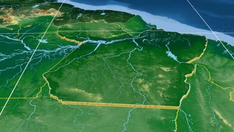 Brazil - Para extruded on physical map Stock Illustration