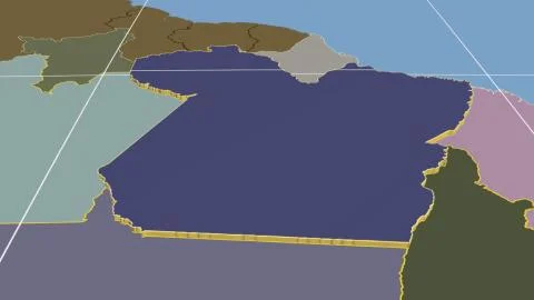 Brazil - Para extruded on solid map Stock Illustration