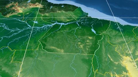 Brazil - Para outlined on physical map Stock Illustration