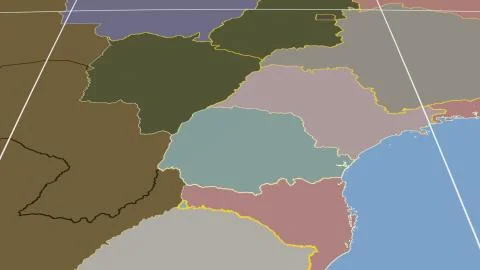 Brazil - Parana outlined on solid map Illustrazione stock