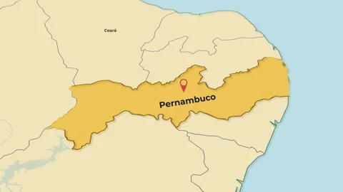 Brazil Pernambuco Map Animation – State Highlight | 4K Stockbeeldmateriaal 347385619