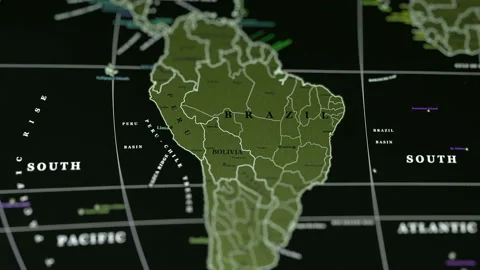 Brazil On The Physical Map Of The World. Stock Footage 114246643