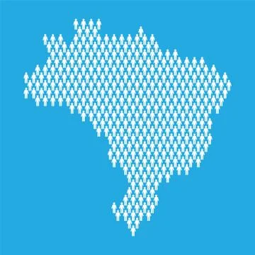 Brazil population. Statistic map made from stick figure people Illustrazione stock