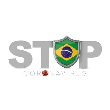 Brazil protective shield. Stop coronavius concept. 3D Render Stock Illustration