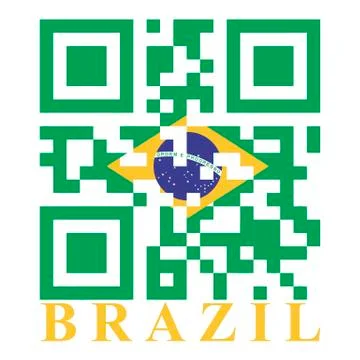 Brazil qr code flag, vector Stock Illustration