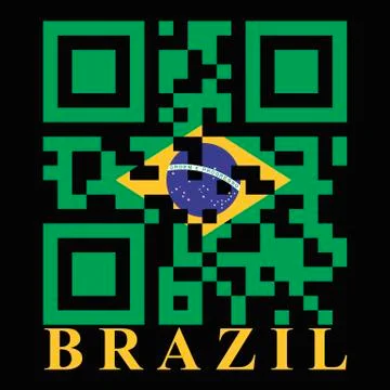 Brazil qr code flag, vector Stock Illustration
