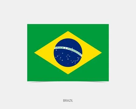 Brazil Rectangle flag icon with shadow. Stock Illustration