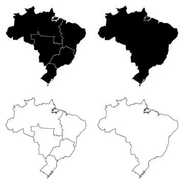 Brazil Region Outline and Solid Fill Map Set. 스톡 일러스트