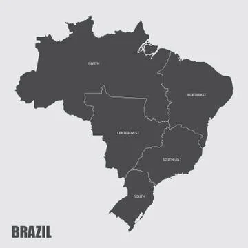 Brazil regions map Stock Illustration
