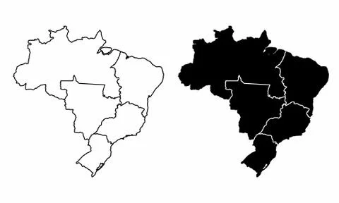 Brazil regions maps Ilustração Stock