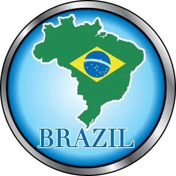 Brazil Round Button Stock Illustration