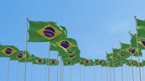 Brazil Row Of Flags 3D Animation Stock-Footage 148633646