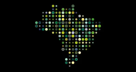 Brazil Shaped by Tech Pixel Circles Stock Footage 311590736