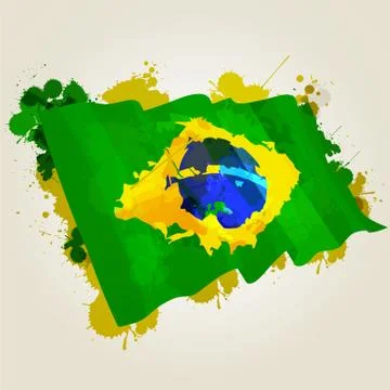 Brazil splatter flag Stock Illustration