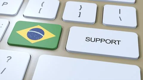Brazil Support Concept. Button Push 3D Illustration. Support of Country or Go Stock Illustration