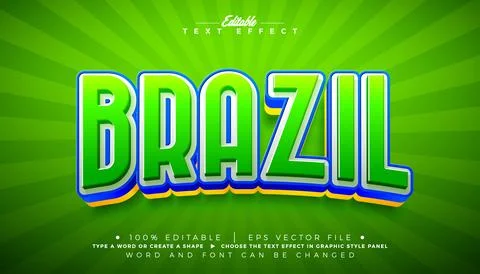 Brazil Text Effect Design Editable Vector Graphic Style with Brazilian Flag.. Illustrazione stock