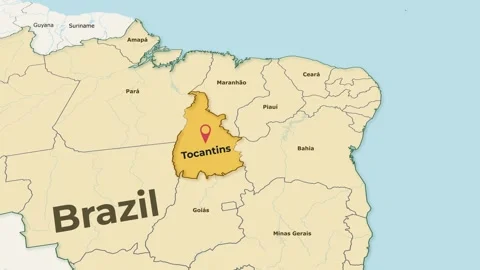 Brazil Tocantins Map Animation – State Highlight | 4K Vídeos de archivo 347273662