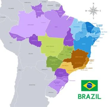 Brazil Vector Administrative Map Stock Illustration