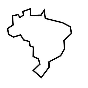 Brazil vector country map thick outline icon Stock Illustration