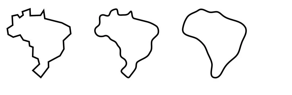 Brazil vector country map in three levels of smoothness Stock Illustration
