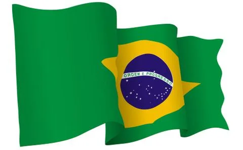 Brazil Vector Flag on White Free Stock Illustration