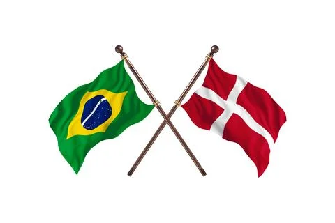 Brazil Versus Denmark Two countries Flags background Stock Illustration