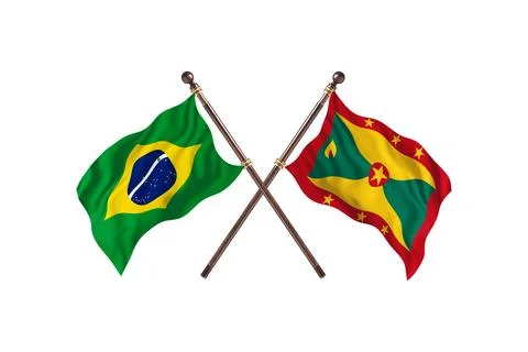 Brazil Versus Grenada Two countries Flags background Stock Illustration