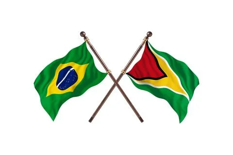 Brazil Versus Guyana Two countries Flags background Stock Illustration