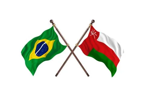 Brazil Versus Oman Two countries Flags background Stock Illustration