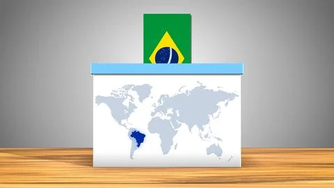 Brazil Voting Box with World Map イラスト素材