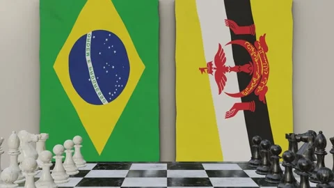 Brazil vs Brunei  at the chessboard. Video stock 257963969