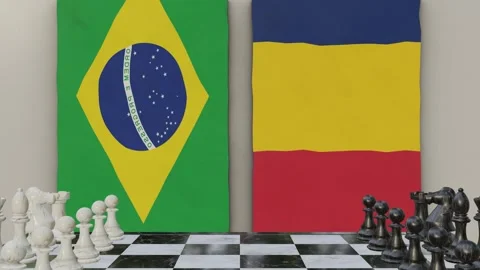 Brazil vs Chad  at the chessboard. Vídeos de archivo 257964003