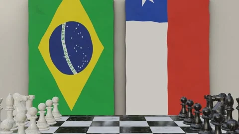 Brazil vs Chile  at the chessboard. Vídeos de archivo 257964009