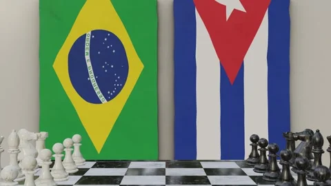 Brazil vs Cuba  at the chessboard. Stock-Footage 257964029