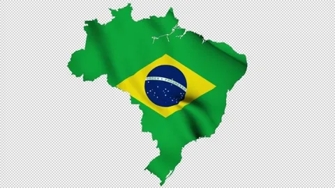 Brazil waving flag map with alpha channel and seamless loop Stock Footage 155373209