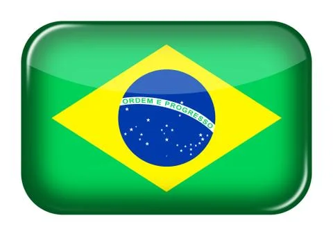 Brazil web icon rectangle button with clipping path Verde e amarela Illustrazione stock