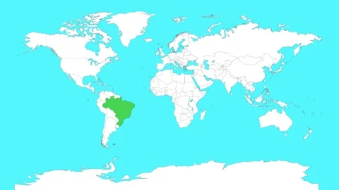 Brazil in world map animation.Silhouette map of Brazil Video stock 309374537